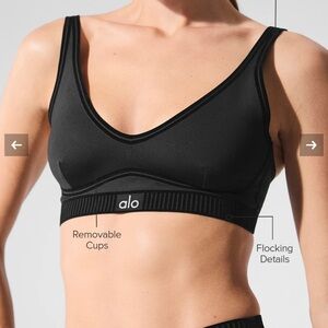 ALO Yoga Black Sports Bra with Wide Straps and V-Neck